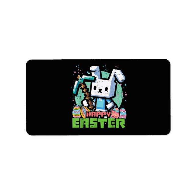 Happy Easter Bunny Pixel Game  Label (Front)
