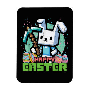 Happy Easter Bunny Pixel Game  Magnet