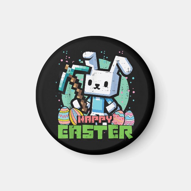 Happy Easter Bunny Pixel Game  Magnet (Front)