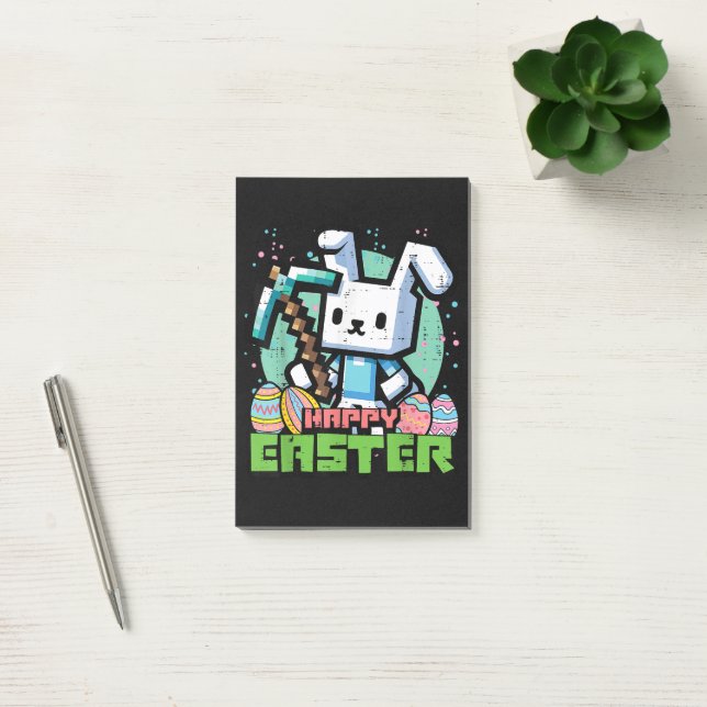 Happy Easter Bunny Pixel Game  Post-it Notes (Office)