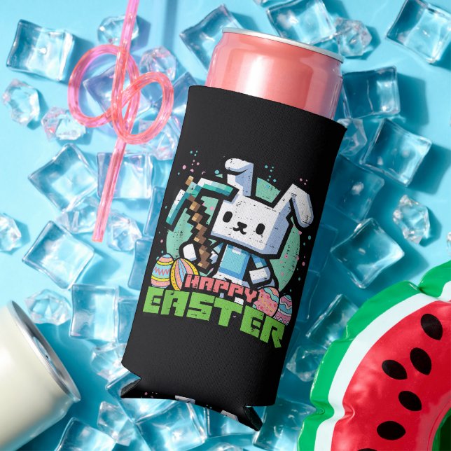 Happy Easter Bunny Pixel Game  Seltzer Can Cooler (In Situ Summer)