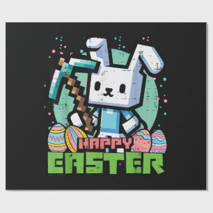 Happy Easter Bunny Pixel Game  Wrapping Paper