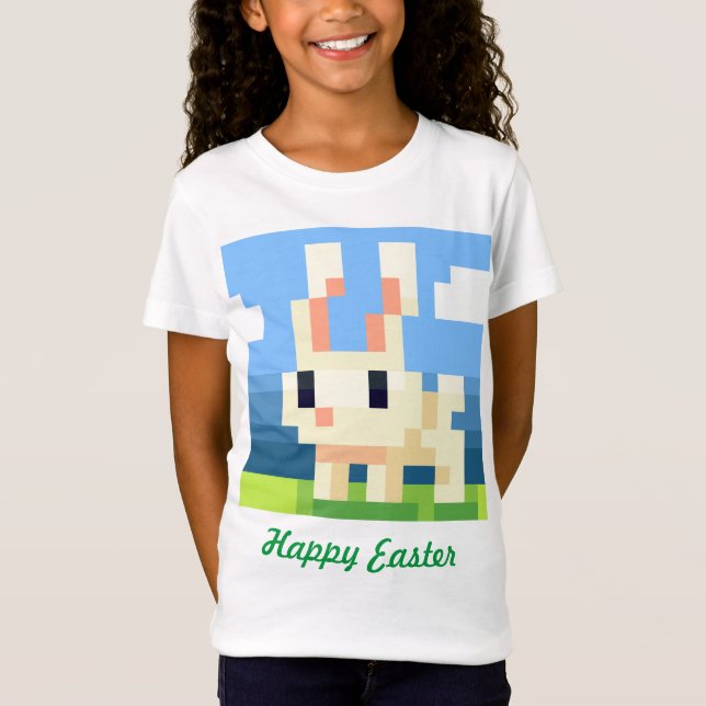 Happy Easter bunny pixelart, shirt, Pixel Art  T-Shirt (Front)