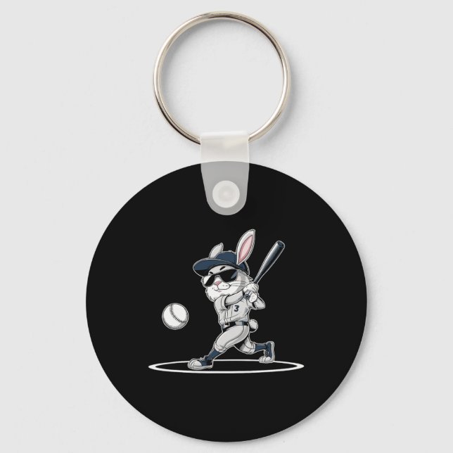 Happy Easter Bunny Playing Sell Easter Sport Boys  Key Ring (Front)