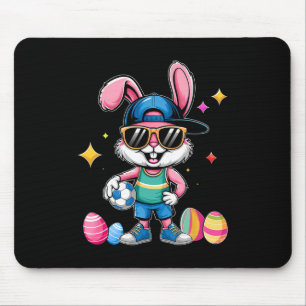Happy Easter Bunny Playing Soccer Easter Sport Kid Mouse Pad