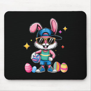 Happy Easter Bunny Playing Volleybyll Easter Sport Mouse Pad