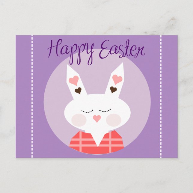 Happy Easter Bunny Purple Postcard (Front)