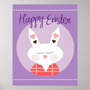 Happy Easter Bunny Purple Poster
