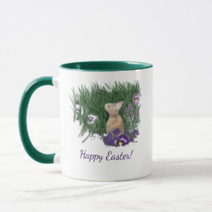 Happy Easter Bunny Purple Violets Mug