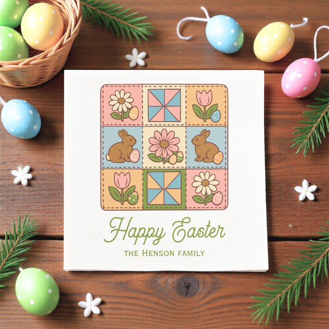 Happy Easter Bunny Quilt Pattern Family  Napkin (Creator Uploaded)