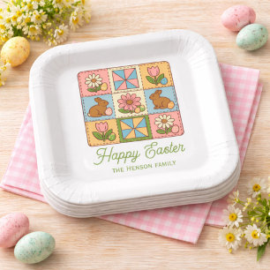 Happy Easter Bunny Quilt Pattern Family  Paper Plate