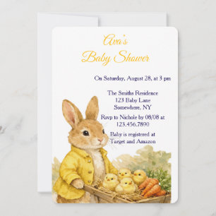 Happy Easter Bunny Rabbit Baby Shower Invitation