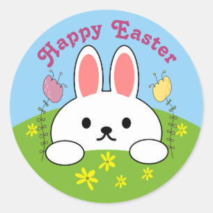 Happy Easter Bunny Rabbit Classic Round Sticker