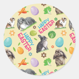 Happy Easter Bunny Rabbit Classic Round Sticker