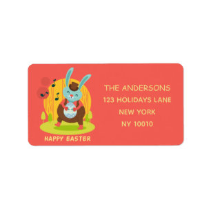 Happy Easter Bunny Rabbit Dancing Custom Label