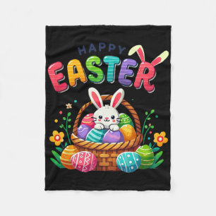 Happy Easter Bunny Rabbit Egg Bysket Girls Toddler Fleece Blanket
