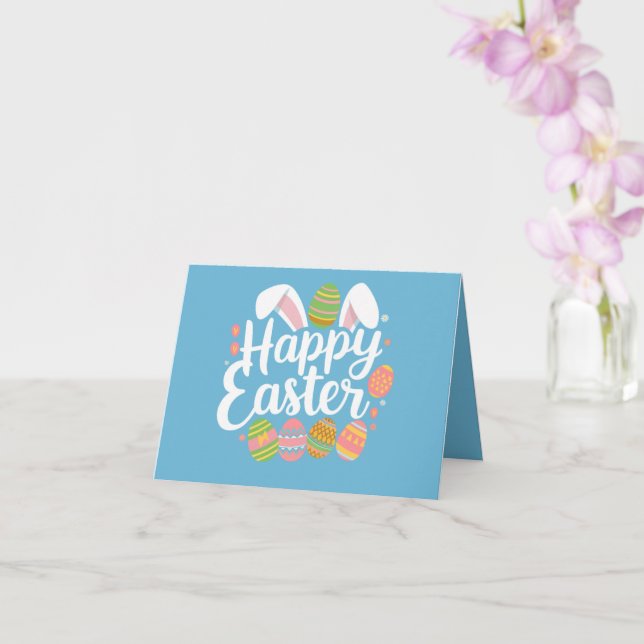 Happy Easter Bunny Rabbit Egg Holiday  Card (Orchid)