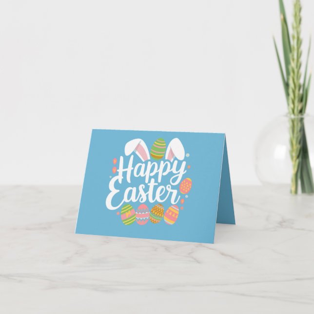Happy Easter Bunny Rabbit Egg Holiday  Card (Front)