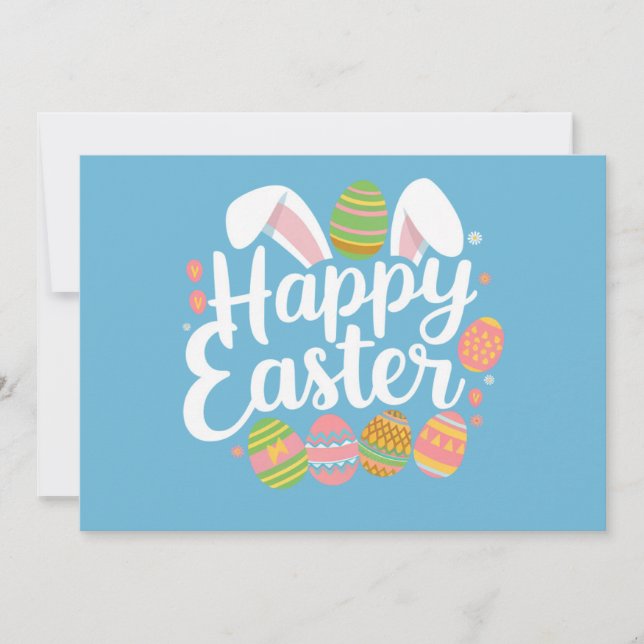 Happy Easter Bunny Rabbit Egg Holiday  Invitation (Front)