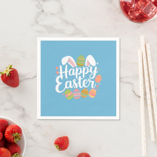 Happy Easter Bunny Rabbit Egg Holiday  Napkin (Insitu)