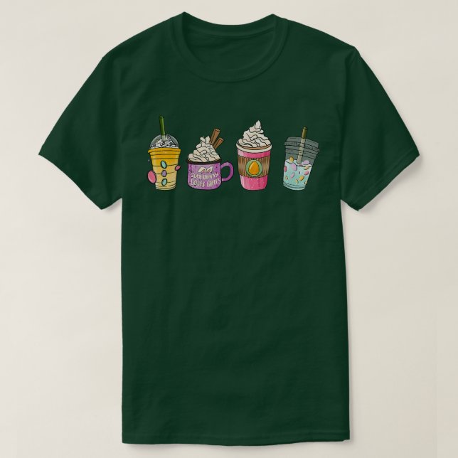 Happy Easter Bunny Rabbit Egg Hunting Coffee Graph T-Shirt (Design Front)