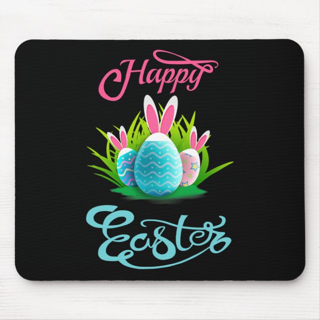 Happy Easter Bunny Rabbit Eggs; Easter Day Women  Mouse Pad (Front)