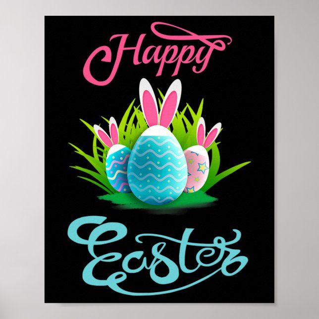 Happy Easter Bunny Rabbit Eggs; Easter Day Women  Poster (Front)