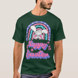 Happy Easter Bunny Rabbit Eggs Vintage Rainbow T-Shirt