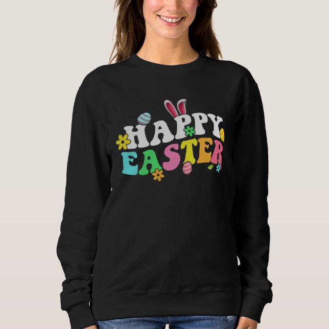 Happy Easter Bunny Rabbit Face  Easter Day Women G Sweatshirt (Front)