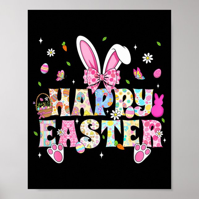 Happy Easter Bunny Rabbit Face Funny Easter Day Wo Poster (Front)