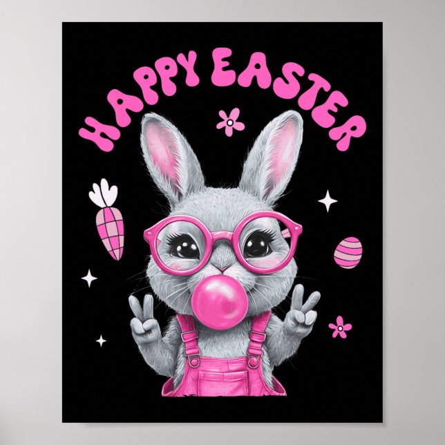 Happy Easter Bunny Rabbit Face Funny Easter Day Wo Poster (Front)