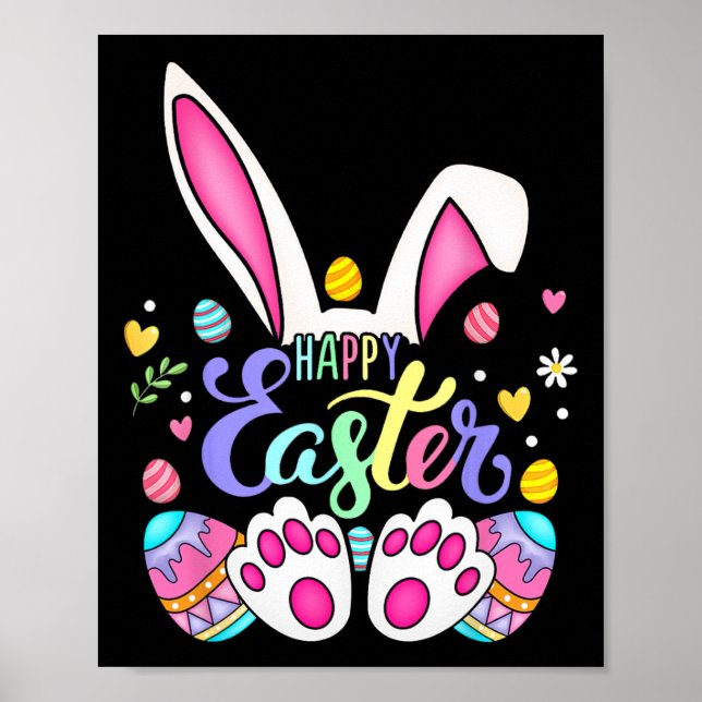 Happy Easter Bunny Rabbit Face Funny Easter Day Wo Poster (Front)