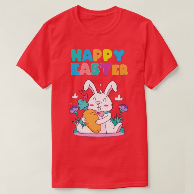 happy easter bunny rabbit face funny easter day wo T-Shirt (Design Front)
