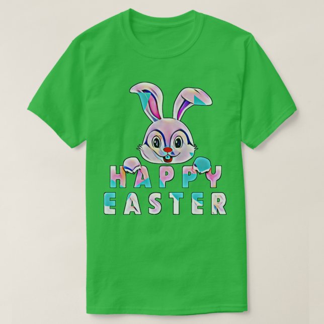happy easter bunny rabbit face funny easter day wo T-Shirt (Design Front)