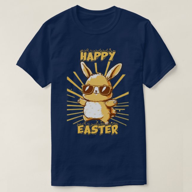 happy easter bunny rabbit face funny easter day wo T-Shirt (Design Front)