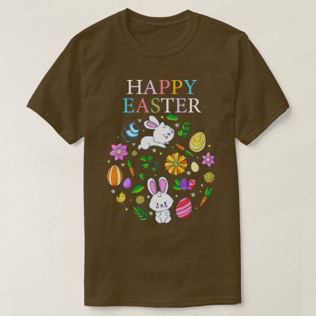 happy easter bunny rabbit face funny easter day wo T-Shirt (Design Front)