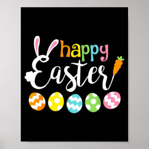 Happy easter bunny rabbit face funny easter dayHap Poster