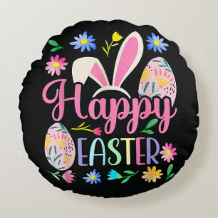 Happy Easter Bunny Rabbit Face Funny Round Cushion