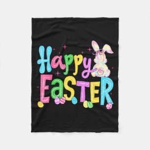 Happy Easter Bunny Rabbit For Kids Girls Teens Tea Fleece Blanket