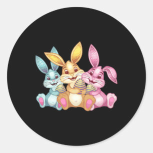 Happy Easter Bunny Rabbit Funny Easter Day  Classic Round Sticker