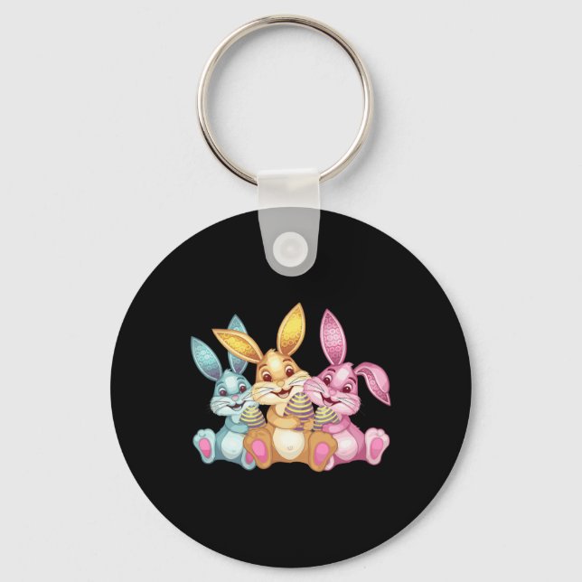 Happy Easter Bunny Rabbit Funny Easter Day  Key Ring (Front)