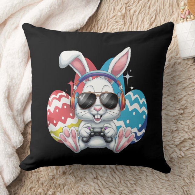 Happy Easter Bunny Rabbit Gaming Gamer Games Cushion (Blanket)