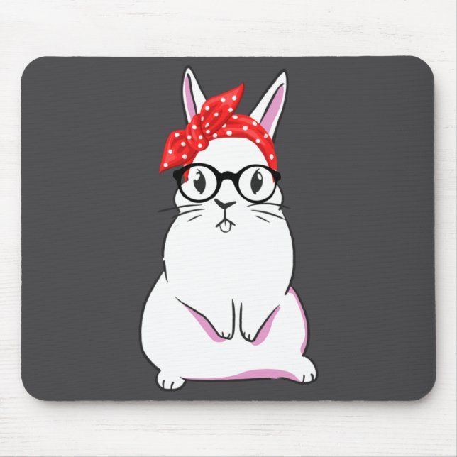 Happy Easter Bunny Rabbit Headband With Gles Ea  Mouse Pad (Front)