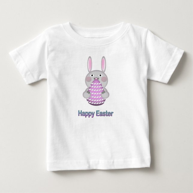 Happy Easter Bunny Rabbit with Easter Egg Baby T-Shirt (Front)