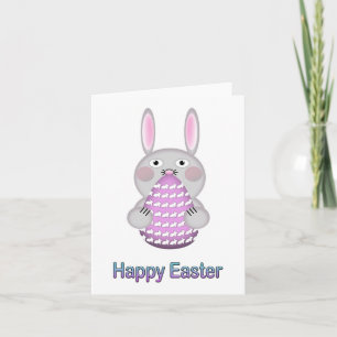 Happy Easter Bunny Rabbit with Easter Egg Holiday Card