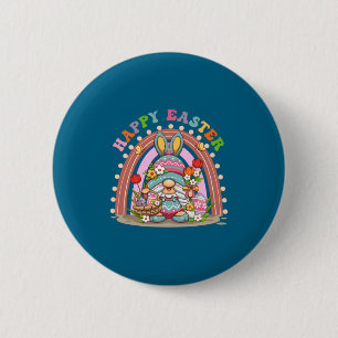 Happy Easter Bunny Rainbow Gnome Easter Egg Huntin 6 Cm Round Badge