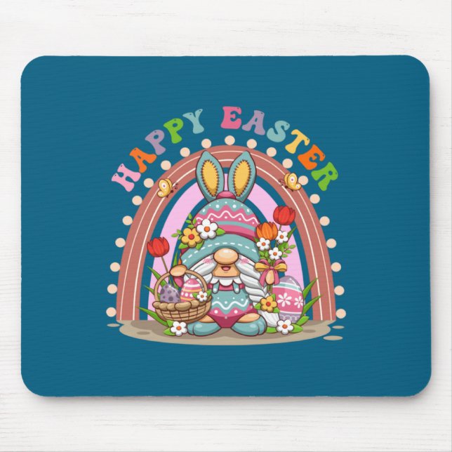 Happy Easter Bunny Rainbow Gnome Easter Egg Huntin Mouse Pad (Front)