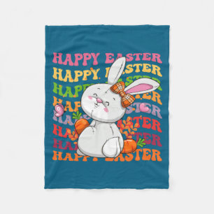 Happy Easter Bunny Rainbow Rabbit Easter Egg Hunt Fleece Blanket