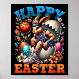 Happy Easter Bunny Sketll Funny Easter Sketll Love Poster