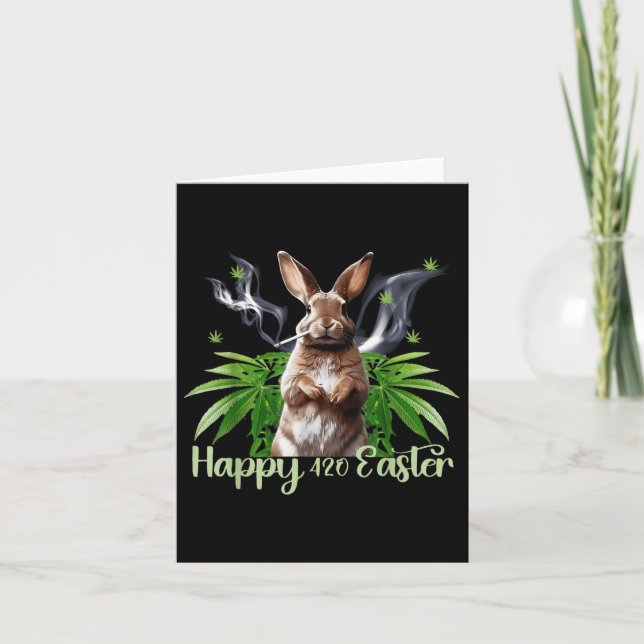 Happy Easter Bunny Smoking Weed Funny  Card (Front)